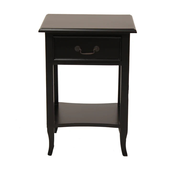 Classic Wooden Maison Bedside Table - Black