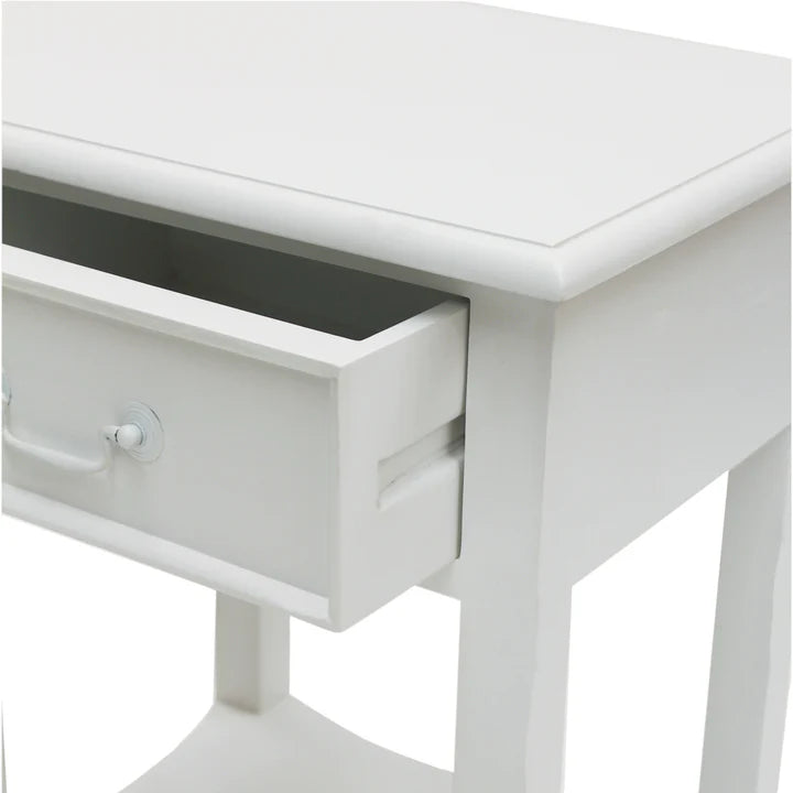 Classic Wooden Maison Bedside Table - White