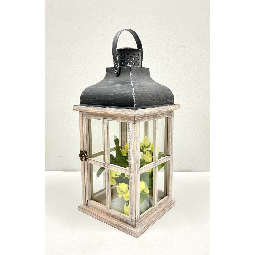 Classical Timber Candle Holder Lantern - Set of 2