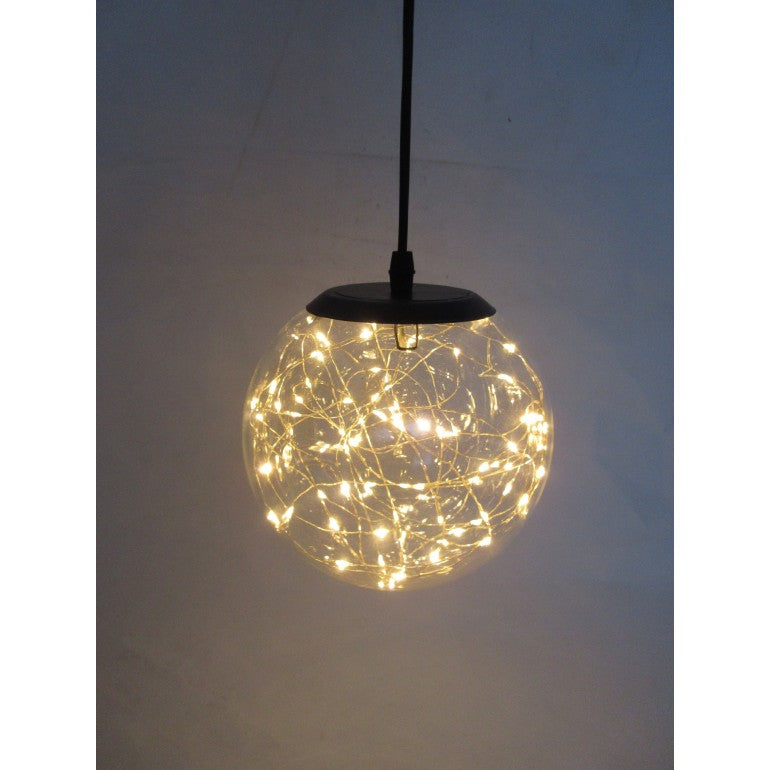 Clear Glass LED Hanging Lantern with Timer