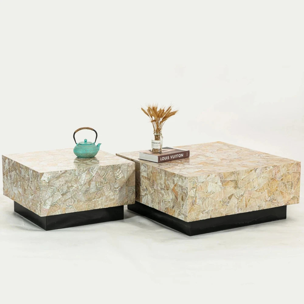 Cluster Handcrafted Pearl Mosaic Coffee Table