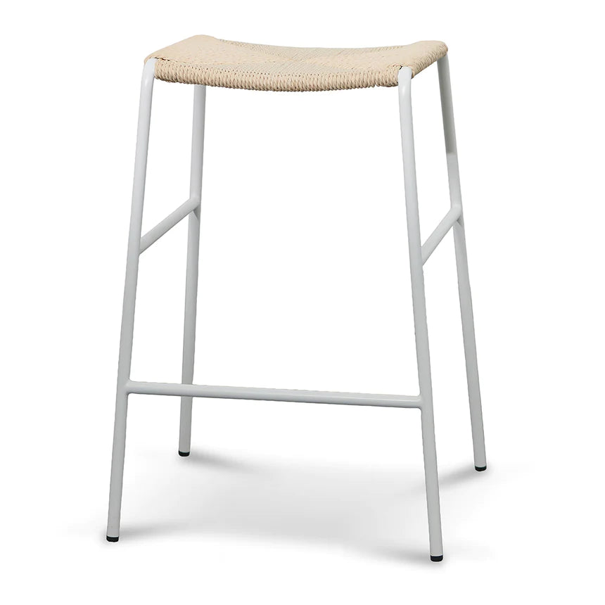 Coastal Breeze Woven Bar Stool - Natural & White (Set of 2)