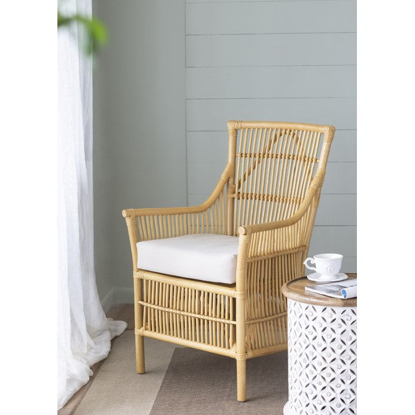 Coastal Living Room Rattan Armchair w/cushion