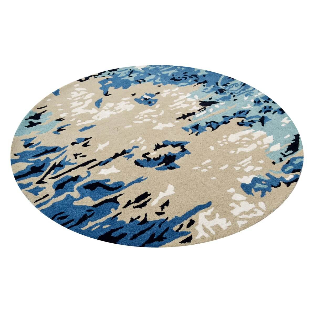 Coastal Pattern Handmade Woolen Rug - Round