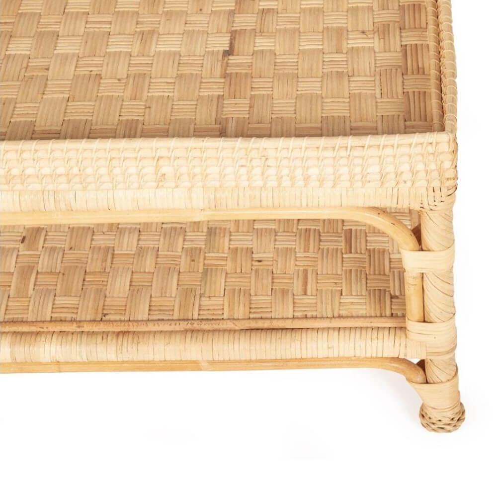 Coastal Style Natural Braided Rattan Coffee Table