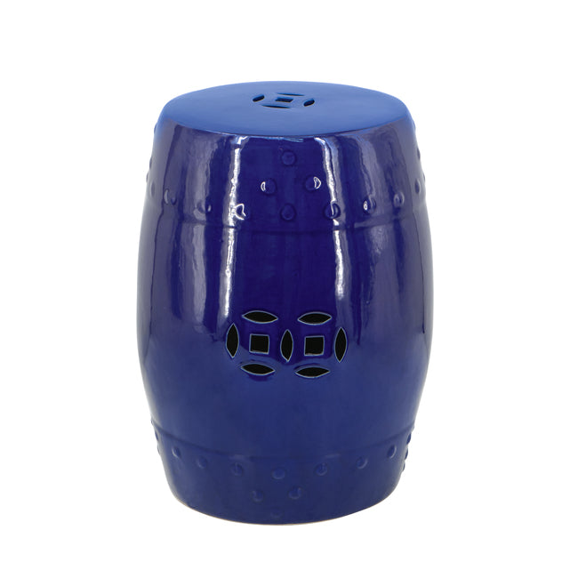 Cobalt Blue Ceramic Cut Out Stool - 45cms