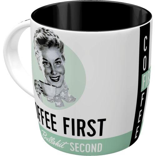 "Coffee First" Ceramic Coffee Mug