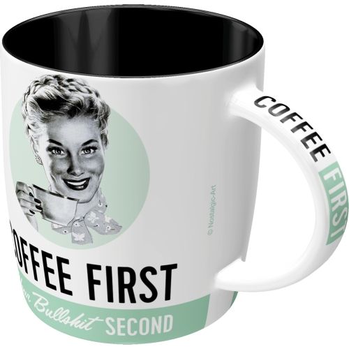 "Coffee First" Ceramic Coffee Mug