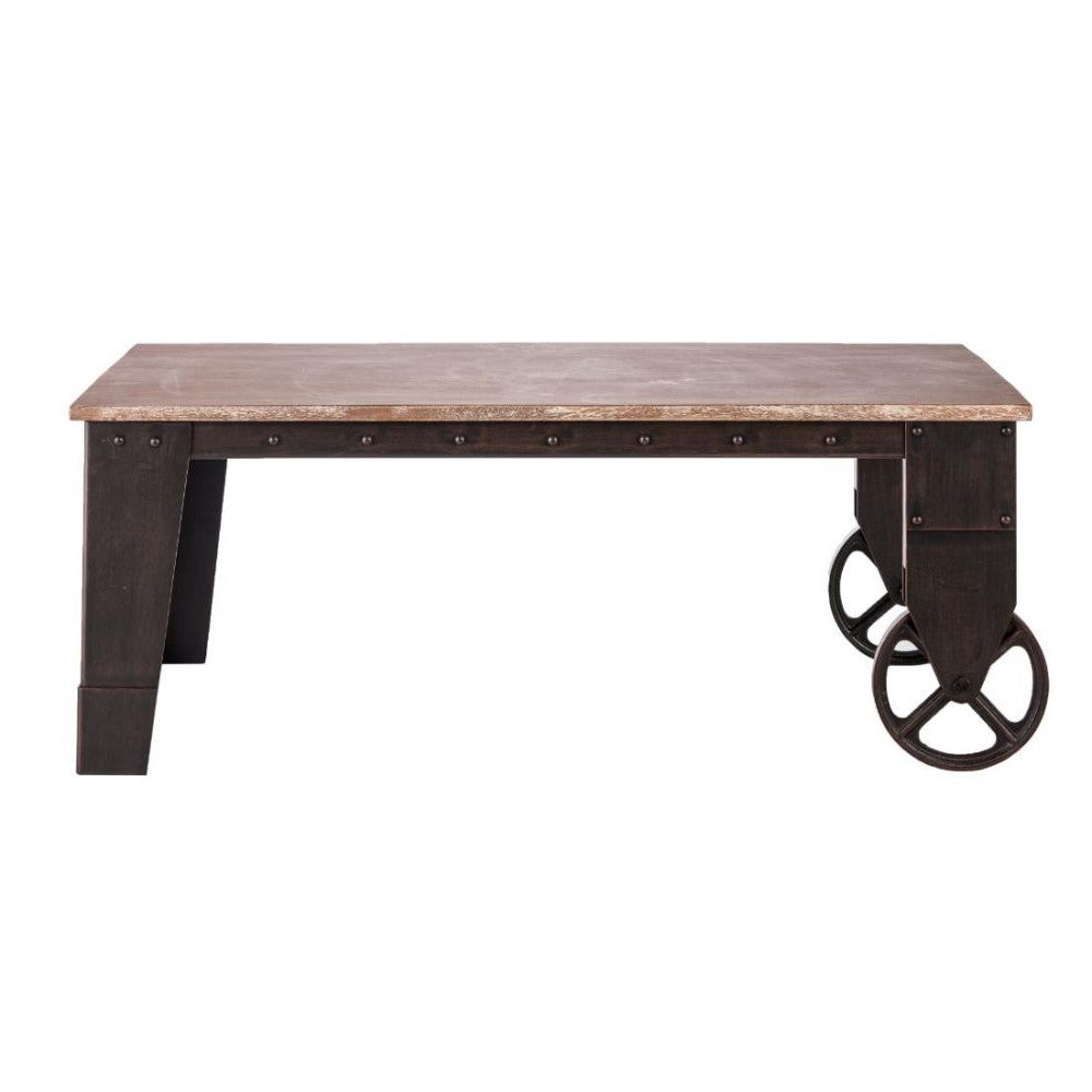 Coffee Table On Wheels with Industrial Charm