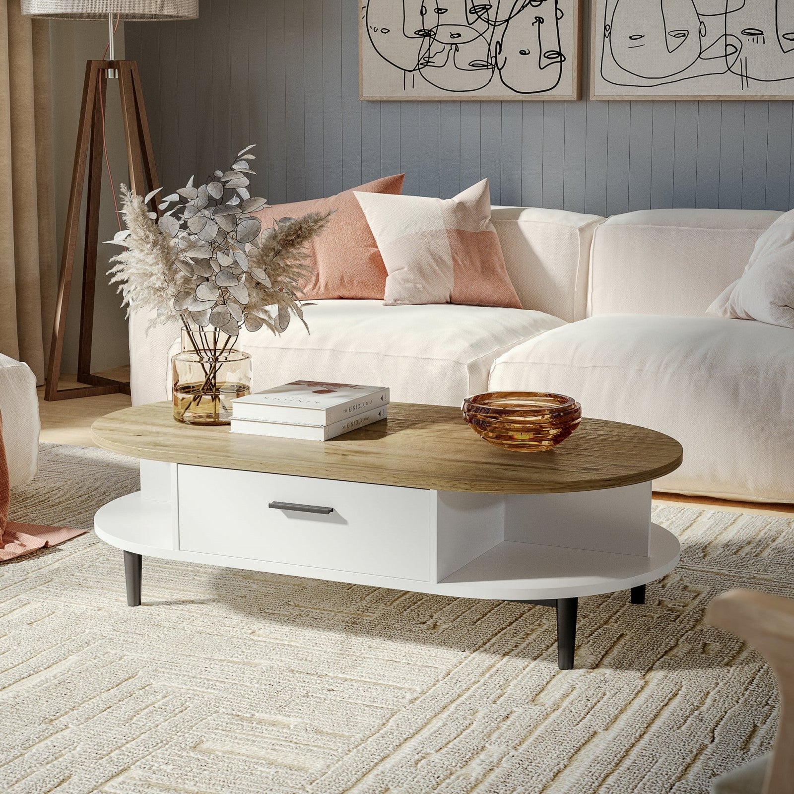 White & Natural Cozy Feel Coffee Table