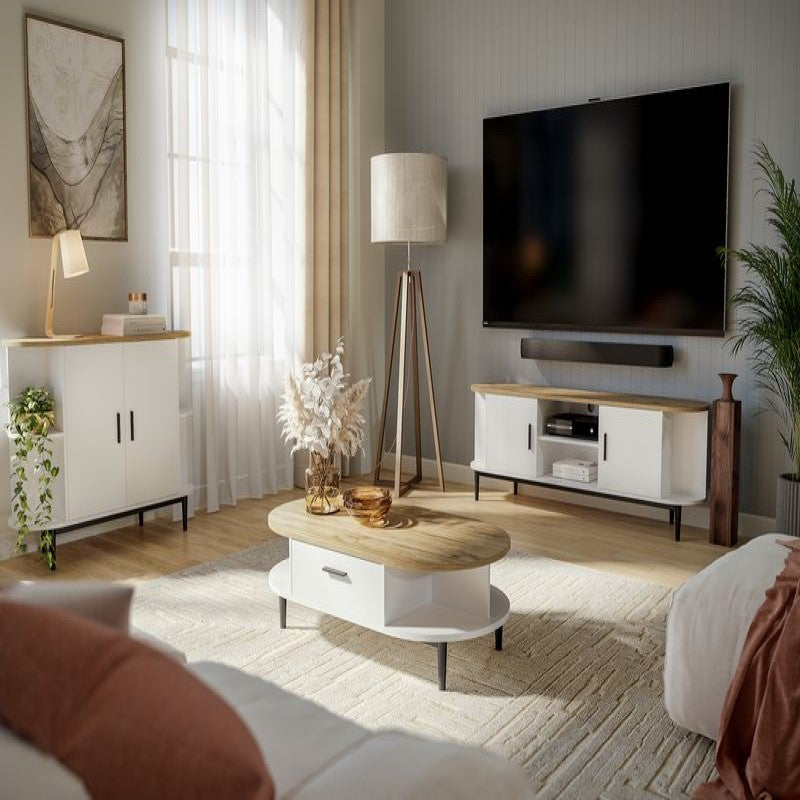 White & Natural Cozy Feel Coffee Table