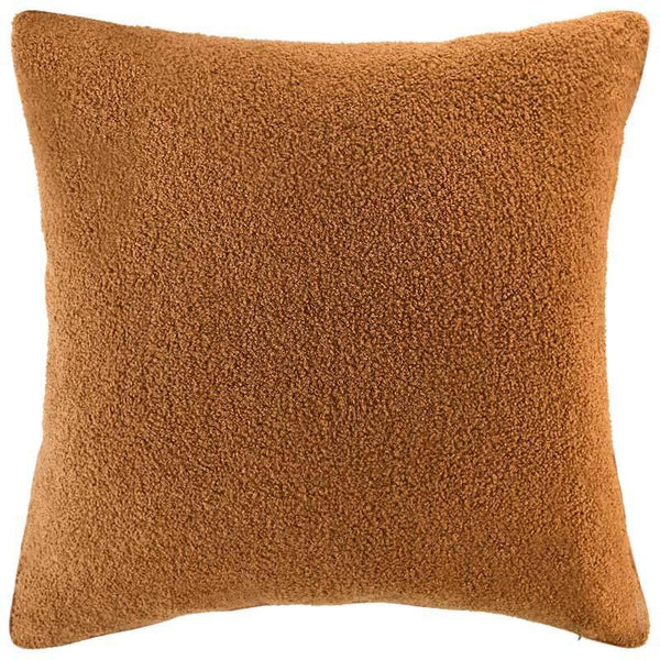 Cognac Brown Boucle Cushion with Feather Insert - 60x60cms