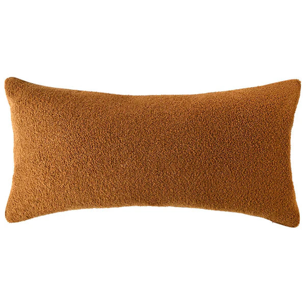 Cognac Brown Boucle Cushion with Feather Insert - 80x40cms