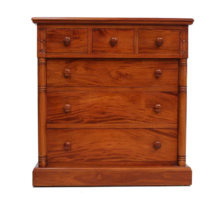 Colonial Style Six Drawer Tall-Boy - Light Mahogany