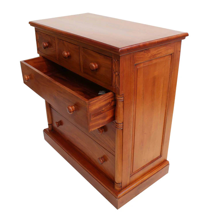 Colonial Style Six Drawer Tall-Boy - Light Mahogany