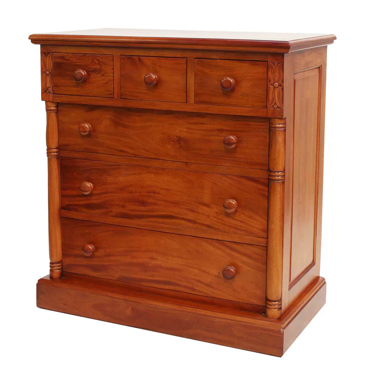 Colonial Style Six Drawer Tall-Boy - Light Mahogany