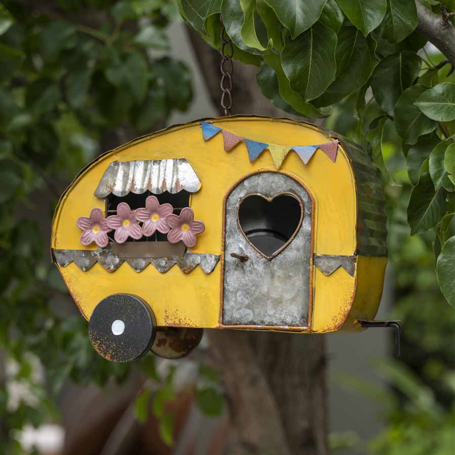 Colourful Outdoor Decor Caravan Hanging Birdhouse