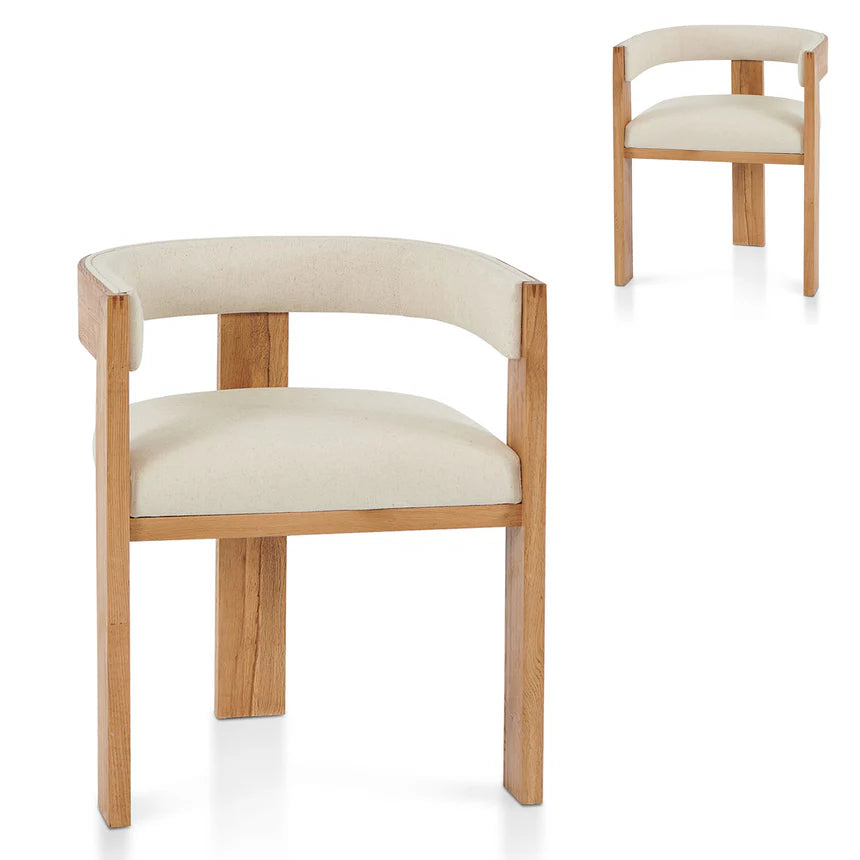 Comfort Fabric Dining Chair Set of 2 - Light Beige