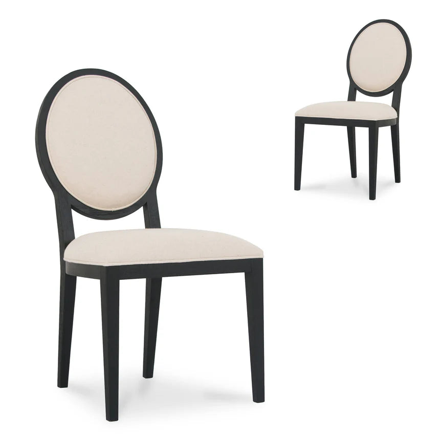 Comfort Light Beige Fabric Dining Chair Set of 2 - Black Frame