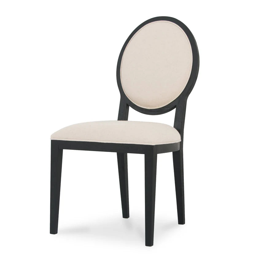 Comfort Light Beige Fabric Dining Chair Set of 2 - Black Frame