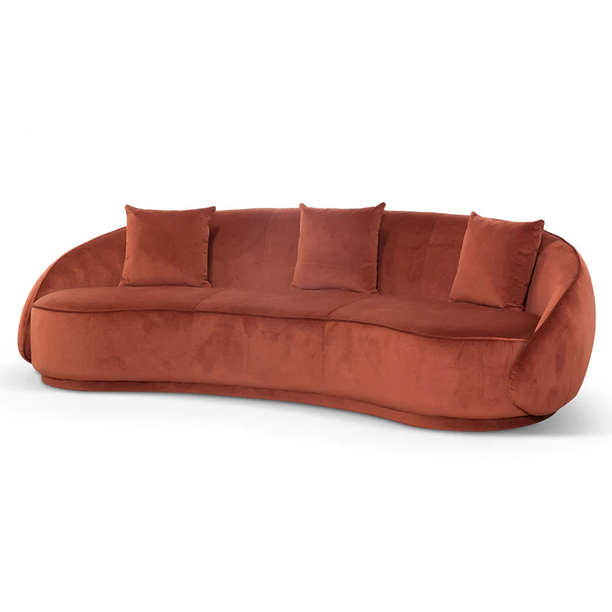 Plush Perfection 3-Seater Velvet Sofa - Rustic Orange