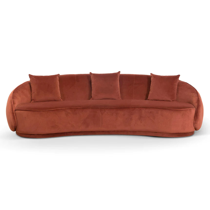 Plush Perfection 3-Seater Velvet Sofa - Rustic Orange