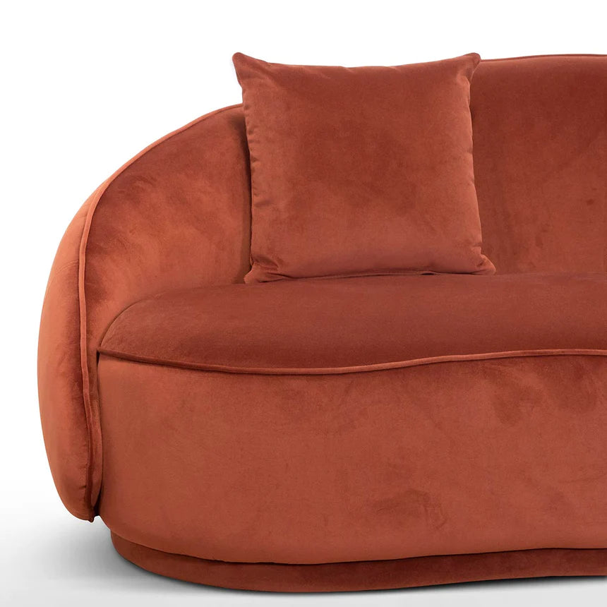 Plush Perfection 3-Seater Velvet Sofa - Rustic Orange