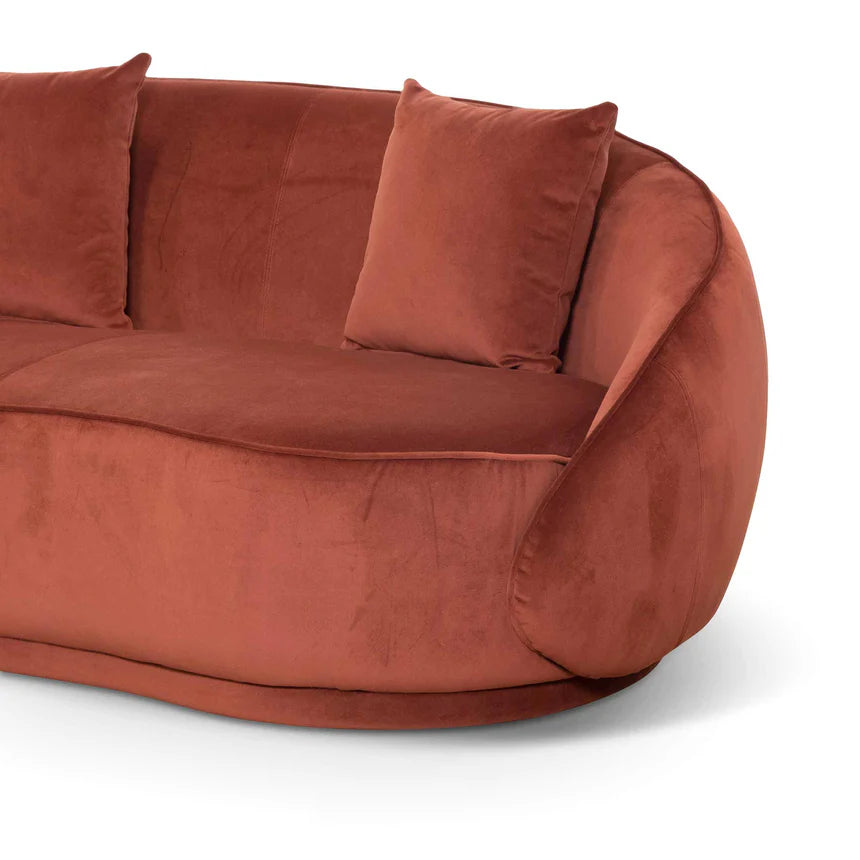 Plush Perfection 3-Seater Velvet Sofa - Rustic Orange