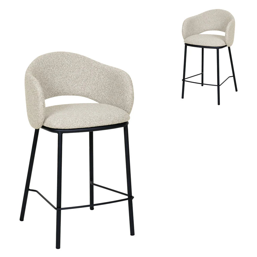 Comfortable Black Bar Stool Set of 2 - Clay Grey