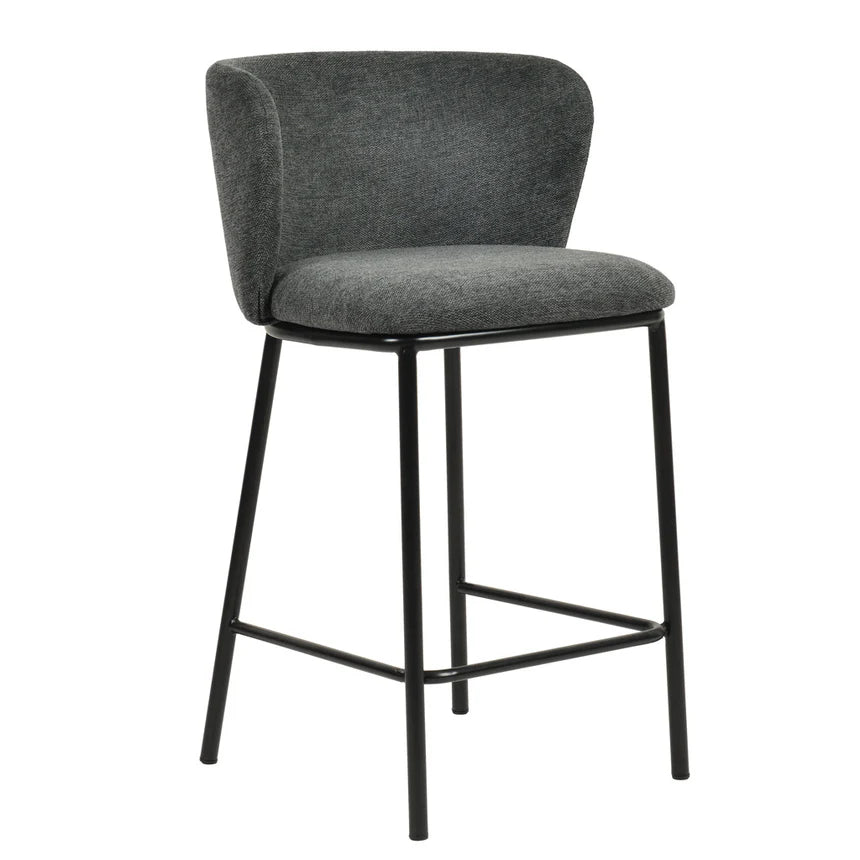 Comfortable Black Stand Bar Stool Set of 2 - Charcoal