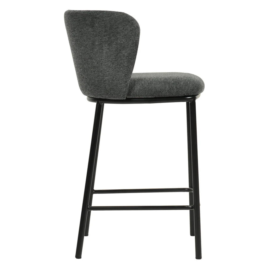 Comfortable Black Stand Bar Stool Set of 2 - Charcoal