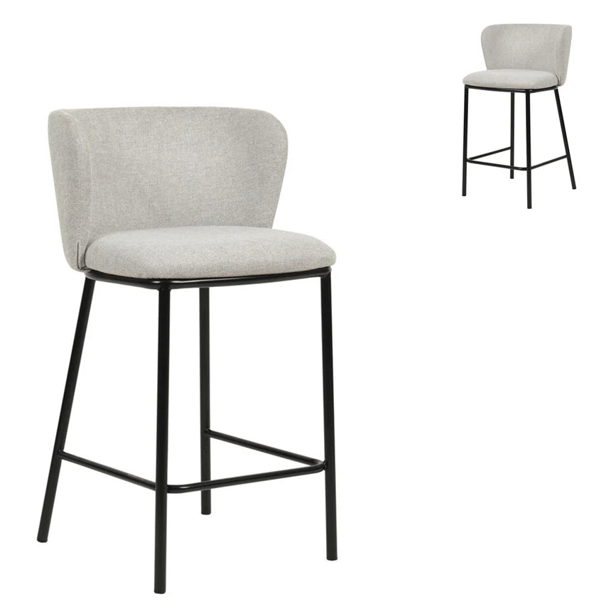 Comfortable Black Stand Bar Stool Set of 2 - Light Grey