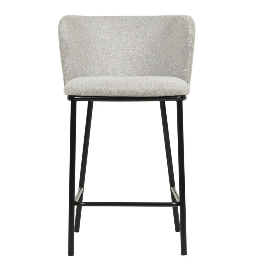 Comfortable Black Stand Bar Stool Set of 2 - Light Grey