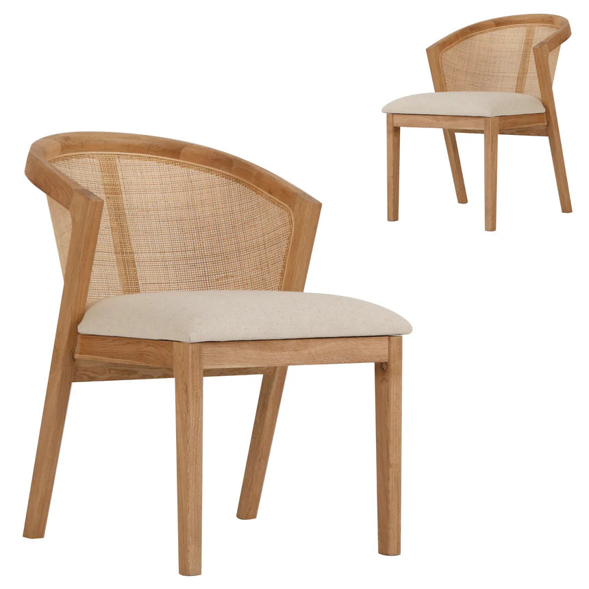 Comfortable Fabric Dining Chair Set of 2 - Light Beige