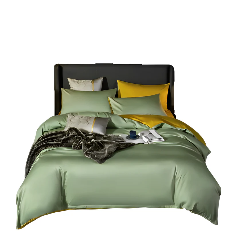 Comforter King Size Light Green/Yellow Blanket Bedspread - 6Pcs Set