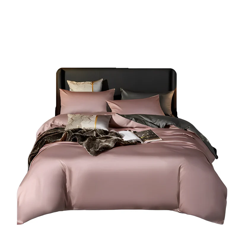 Comforter Full Pink/ Deep Grey Double Blanket Bedspread - 4Pcs Set