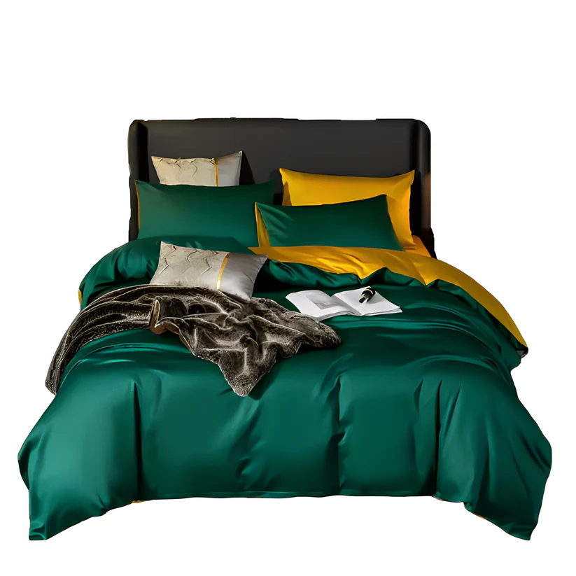 Comforter Full Set Green/Yellow Blanket Bedspread - 6Pcs Set