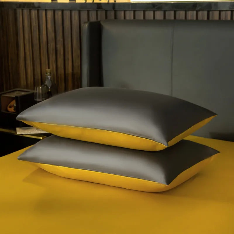 Comforter Deep Grey/Yellow Double Blanket Bedspread - 4Pcs Set