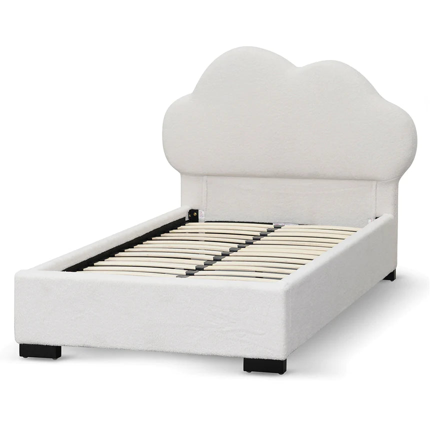 Comfy Polyester Bed Frame - Beige White (Single)