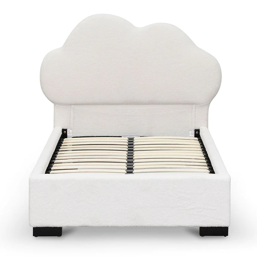 Comfy Polyester Bed Frame - Beige White (Single)