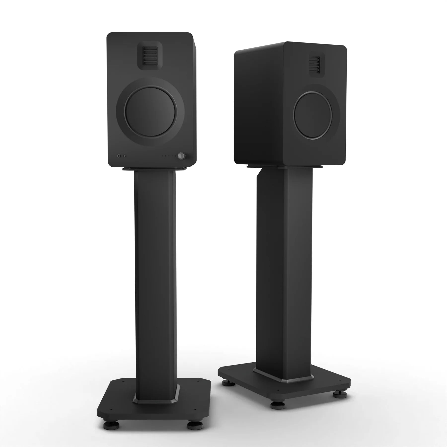 Compact Powered Bookshelf Speakers with Stand - Pair