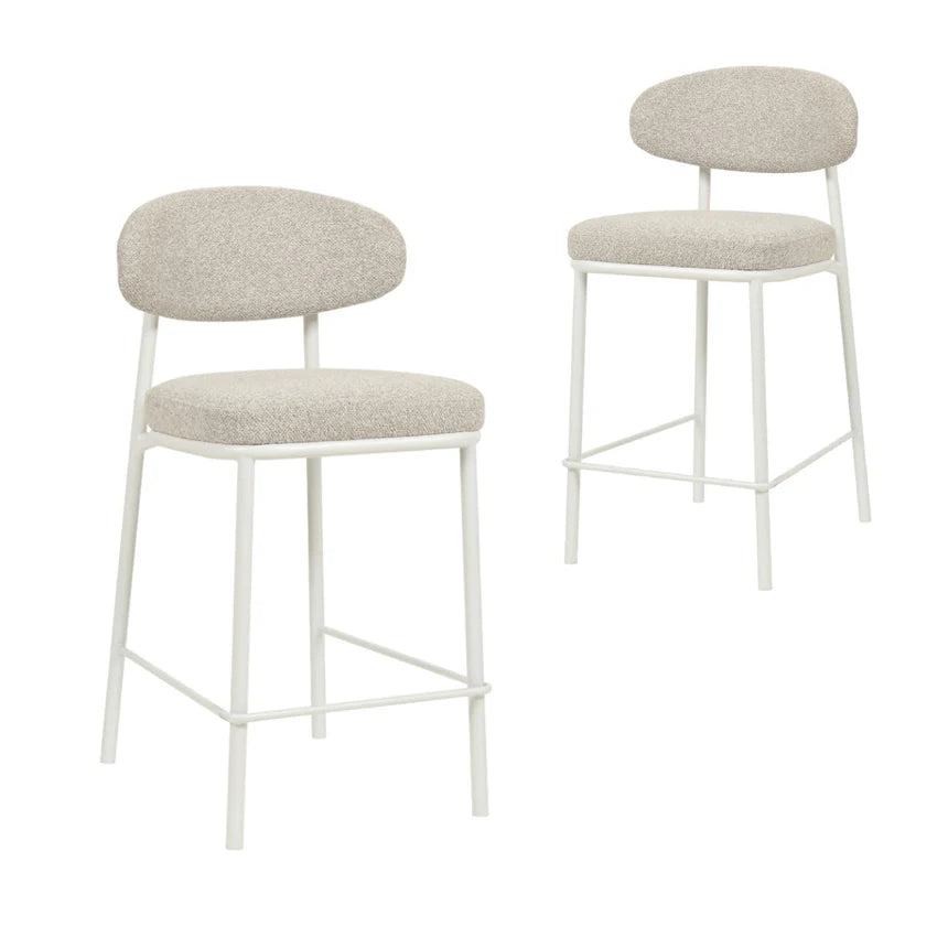 Compact White Bar Stool Set of 2 - Clay Grey