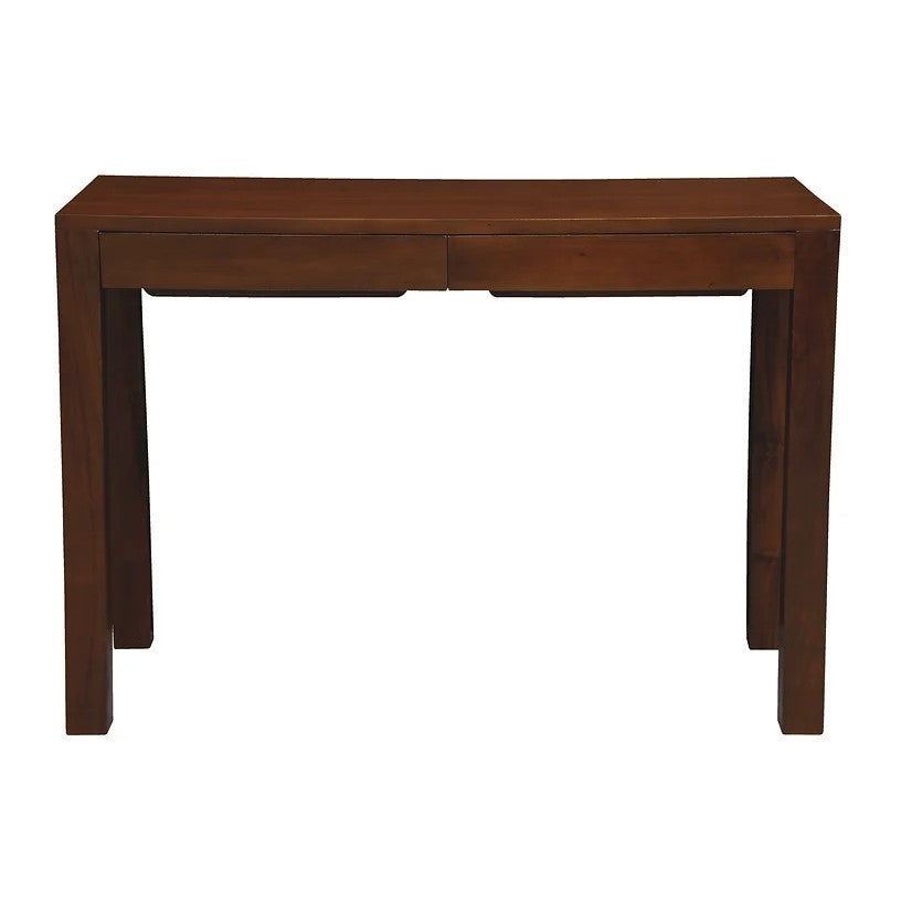 Compact Wooden 2 Drawer Desk - Brown