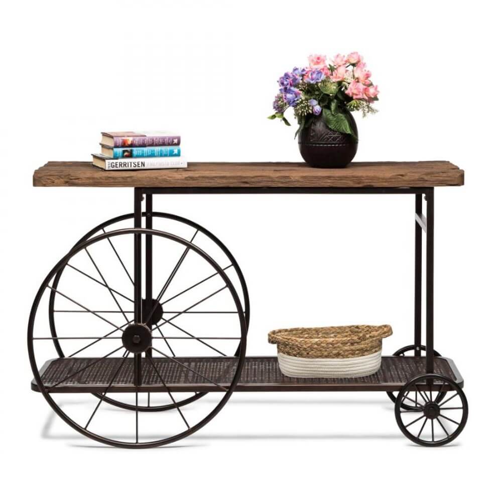 Console Table On Wheels with Industrial Charm