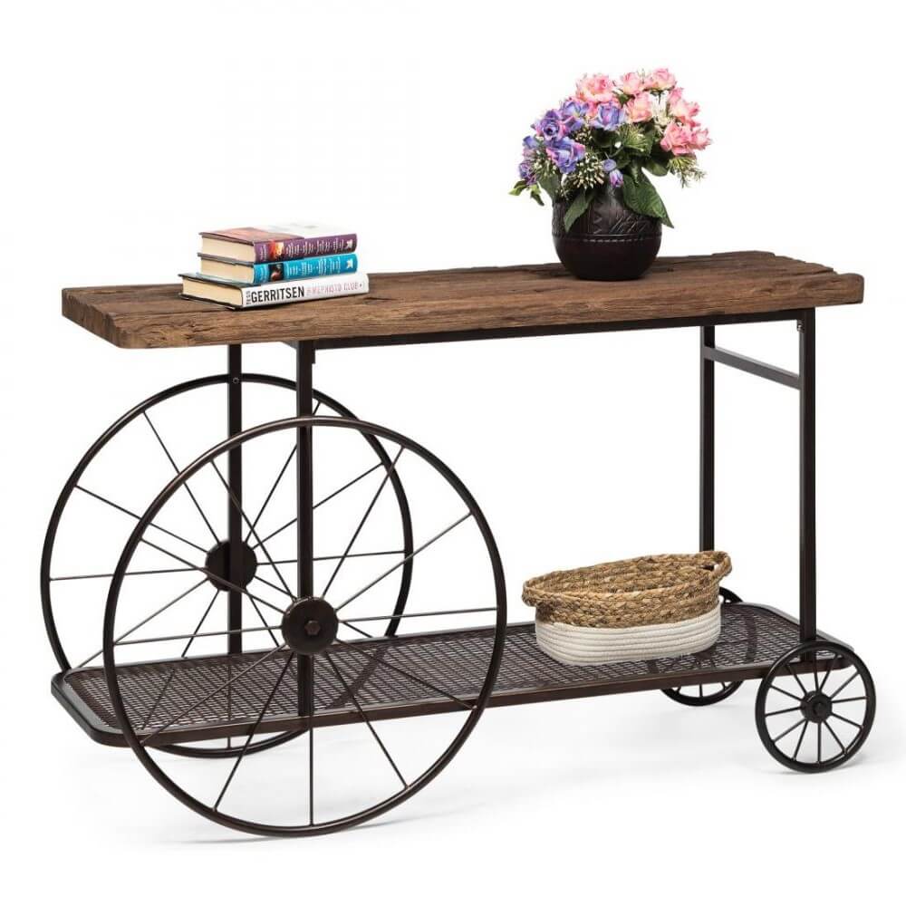 Console Table On Wheels with Industrial Charm