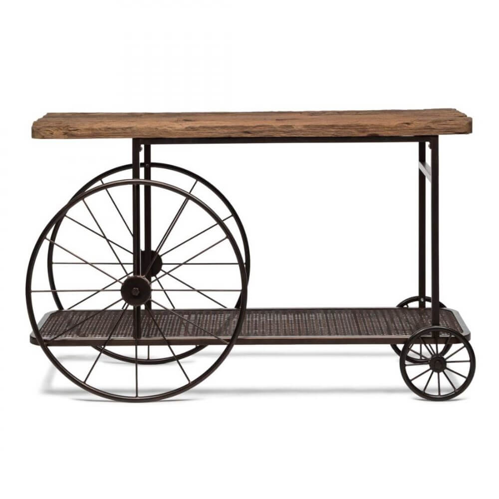 Console Table On Wheels with Industrial Charm