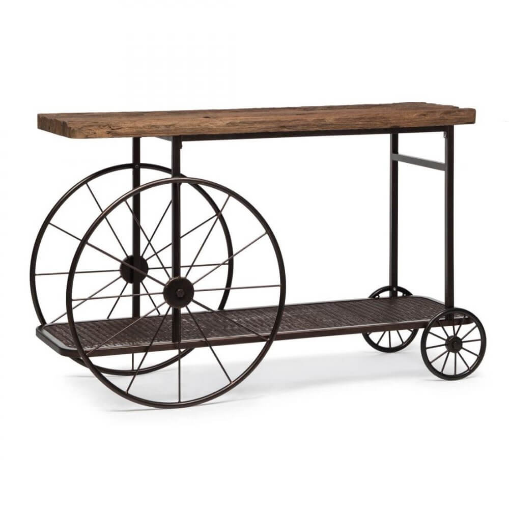 Console Table On Wheels with Industrial Charm