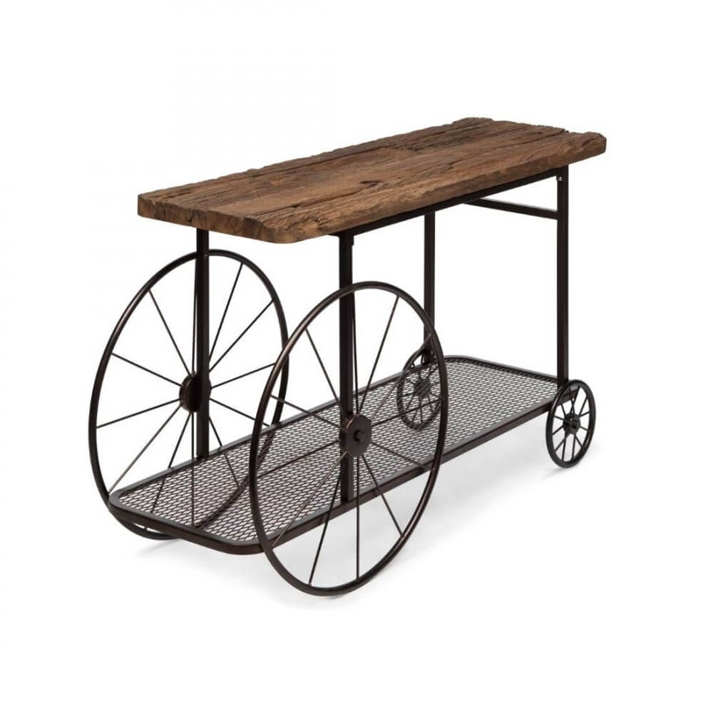 Console Table On Wheels with Industrial Charm