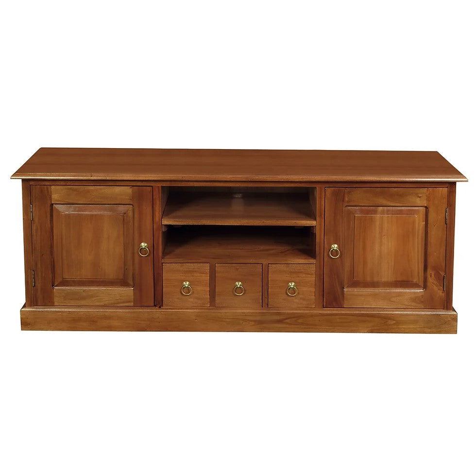 Contemporary 2 Door 3 Drawer Entertainment Unit - Light Brown