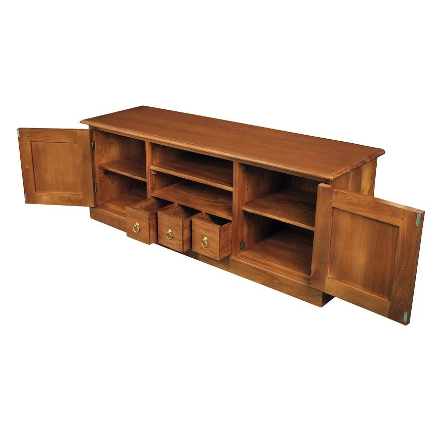 Contemporary 2 Door 3 Drawer Entertainment Unit - Light Brown